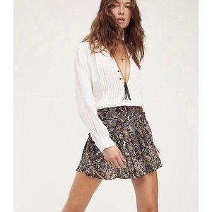 FREE PEOPLE Saturday Sunday Brown Snakeskin Mini Skirt sz 6